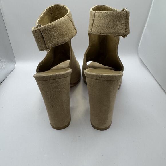 Stuart Weitzman Tan Suede Ankle Booties Chunky High Heels Womens Size 6.5 - Picture 9 of 12